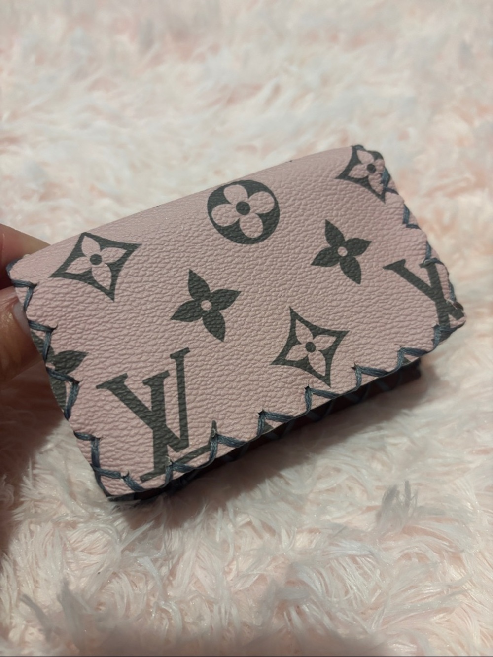 Homemade LV card case leather